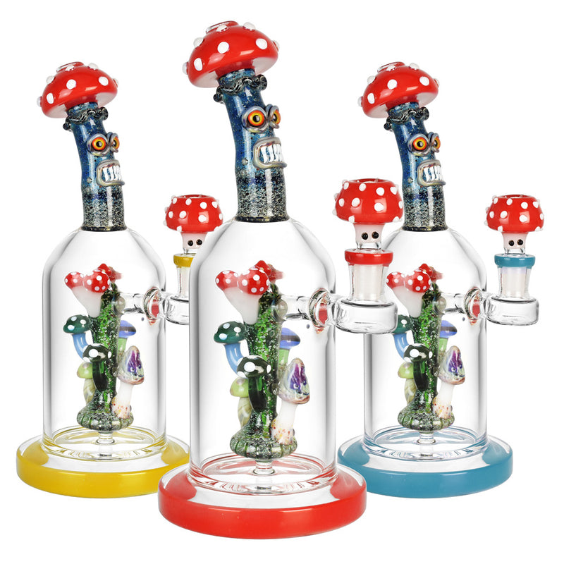 10" Mushroom Water Pipe With Horns and 14mm Male Bowl