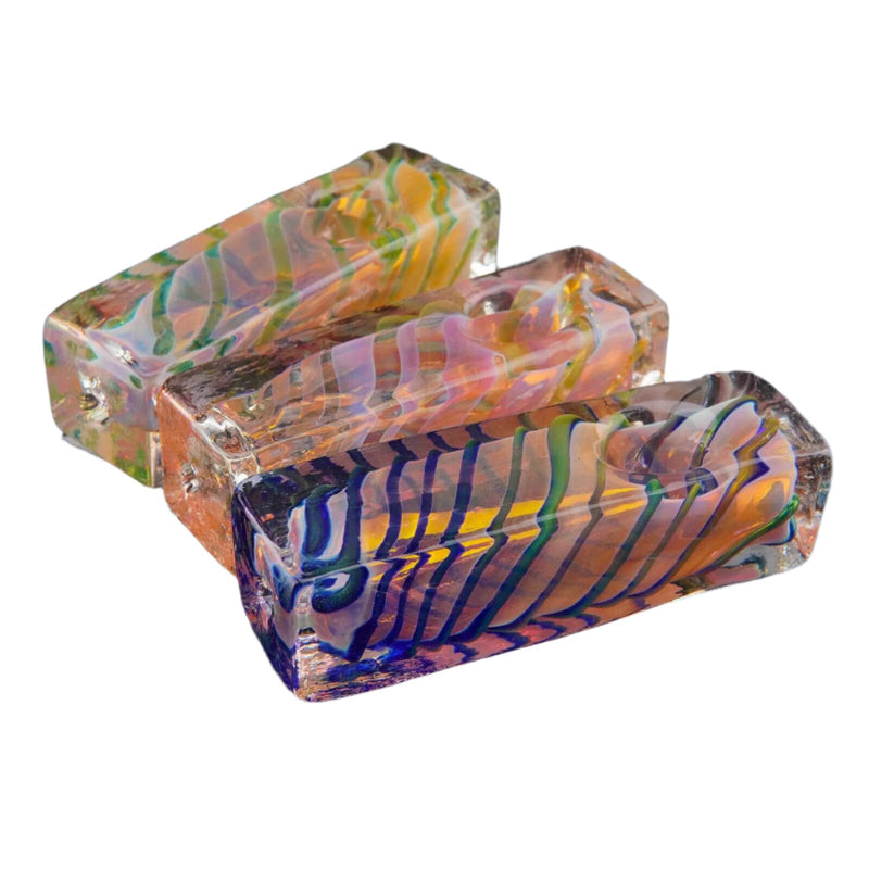 4 inch Handmade Gold Color Changing Square Smoking Bowl Glass Pipes