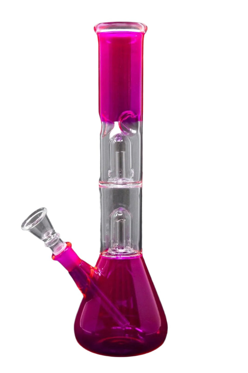 12" Glass Hookah Water Pipe Tobacco Double Percolator Bong
