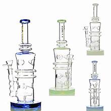 12" HAPPY FUMES GLASS DOUBLE TREE CHAMBER WATER PIPE FANCY PINK GLASS ART