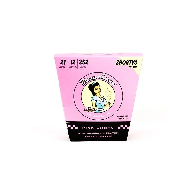 BLAZY SUSAN SHORTYS 53MM PINK PRE ROLLED CONE - DISPLAY OF 21CT