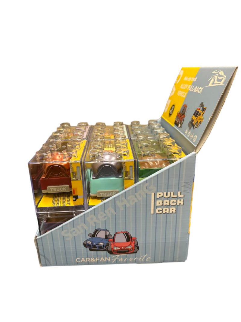 MINI CITY TRUCK ALLOY PULL-BACK VEHICLE DISPLAY 12CT