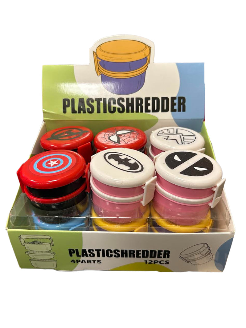 SUPER HERO PLASTIC GRINDER 12PACK
