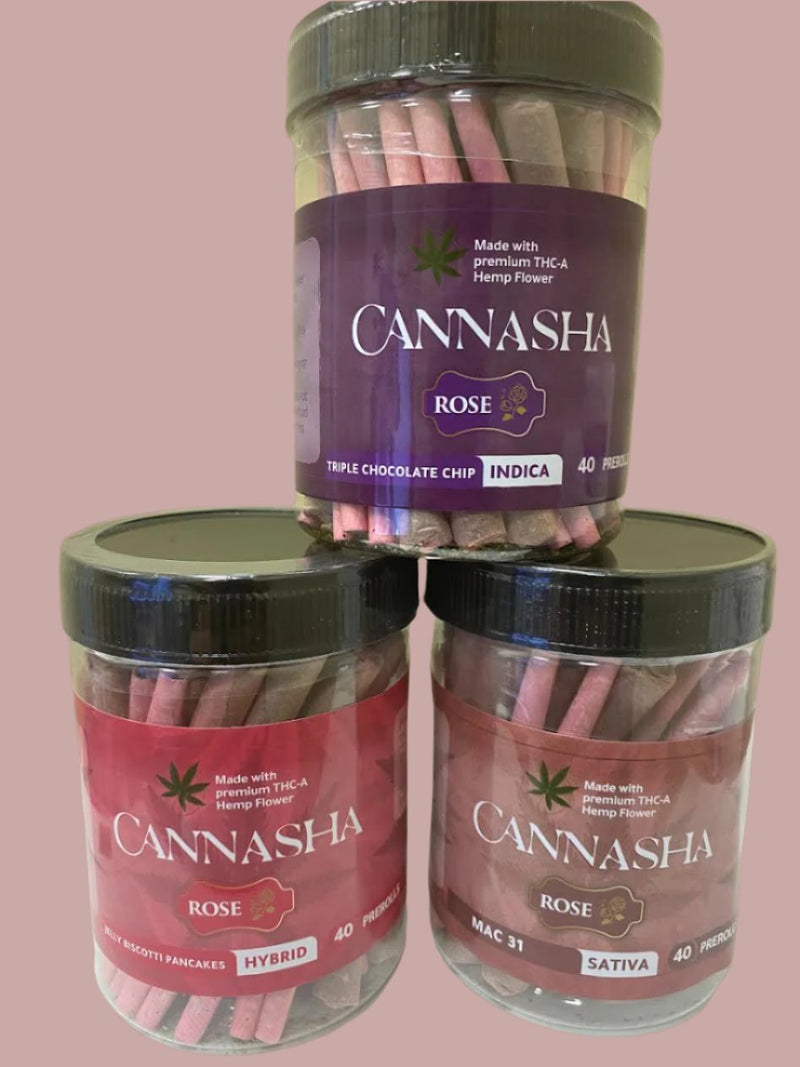 CANNASHA ROSE🌹 PREROLLS  THC-A 40CT JAR