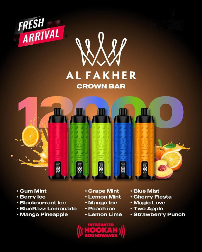 Al Fakher Crown Bar 12000 Puffs Shisha Hookah Disposable Vape 5PACK