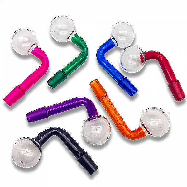 Colored Glass On Glass 14mm Male Oil Burner Attachments BAGS 24CT