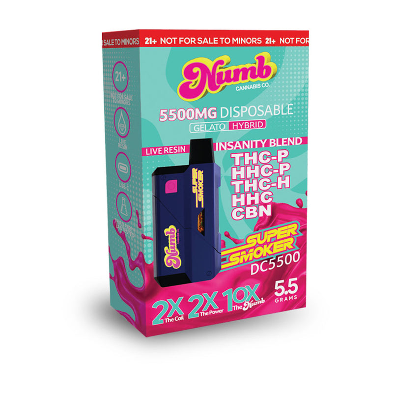 Numb Super Smoker 5.5g Disposable Vape Insanity Blend SINGLES