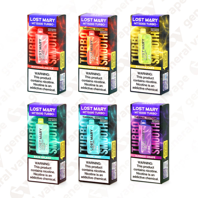 LOST MARY MT15000 TURBO 15,000 PUFFS DISPOSABLE VAPE - DISPLAY OF 5
