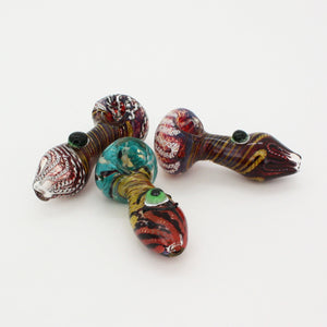 GLASS HAND PIPE CLEAR WITH GREEN DOTS