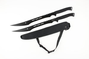 27" Overall Dual Full Tang Blade Ninja Machete Set Wrapped Handle