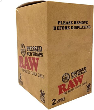 Raw Pressed Bud Wraps Cones 1 1/4 Full Display of 36 Pre-Rolled Cones.