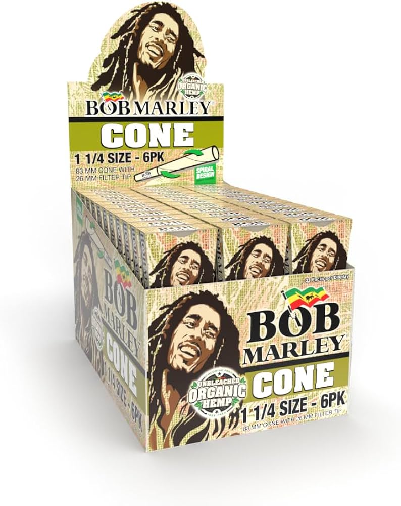 Bob Marley Organic Cones - 1 1/4 Size Cones (83mm) - 33 Pack