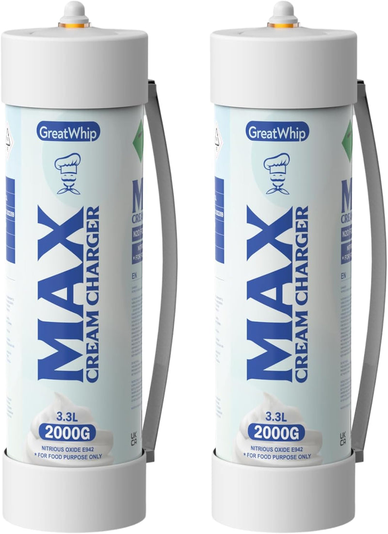 GreatWhip Whipped Cream Chargers, 3.3L Tanks, 2000g