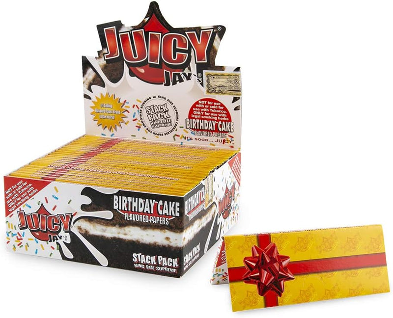 Juicy Jay's Flavored Rolling Papers - Birthday Cake Flavor - King Size Supreme Size (24)