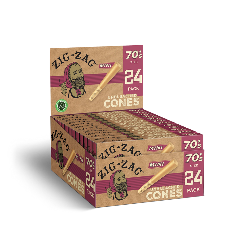 ZIG-ZAG 70's Unbleached Cones - 24 Ct - 12 Pack Carton