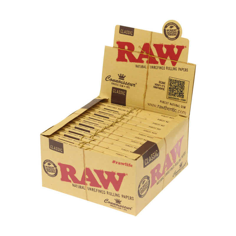 Raw Classic Connoisseur King Size Slim Rolling Papers and Tips
