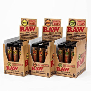 RAW® - ROCKET BOOST TERPS + HERBAL RHODIOLA BOOSTED CONE - SUNDAY DRIVER | DISPLAY OF 12