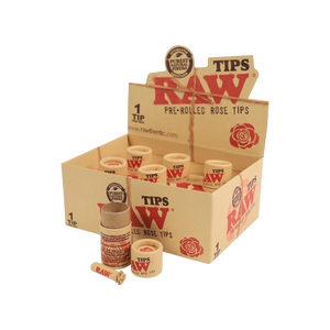 RAW Pre-Rolled Rose Tips - 1 Tip Per Box - Display of 6 Boxes