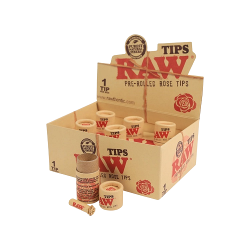 RAW Pre-Rolled Rose Tips - 1 Tip Per Box - Display of 6 Boxes
