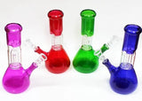 8" Colored Beaker Glass Water Pipe w/ Perc