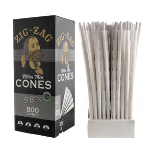 Zig-Zag Ultra Thin 98's Pre-Rolled Cones 98mm - Classic White - 800 Count