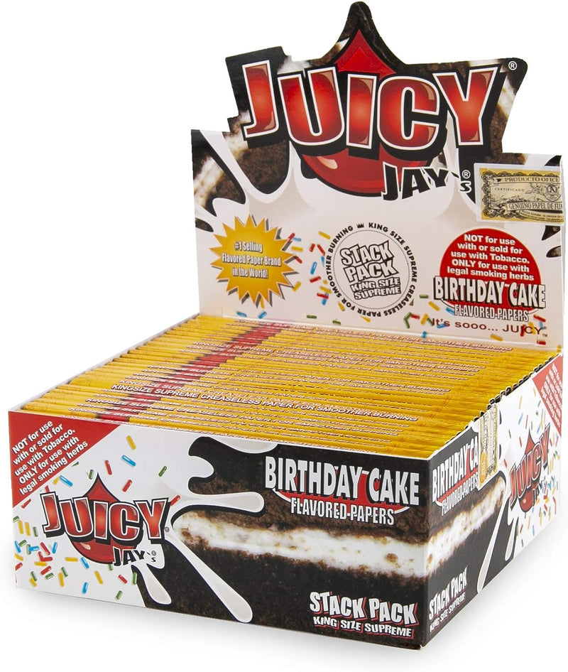 Juicy Jay's Flavored Rolling Papers - Birthday Cake Flavor - King Size Supreme Size (24)