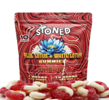 STONED BLUE MUSHROOM GUMMIES BLUE LOTUS + WHITE LOTUS 1,000MG PER GUMMY 10,000MG PER BAG
