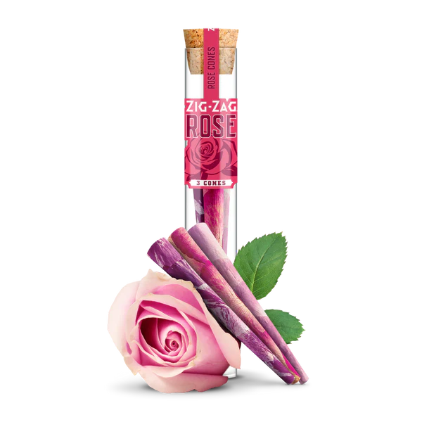 ZIG-ZAG Rose Cones 8PC DISPLAY Rose Petal Pre-Rolled Cones - 3pk