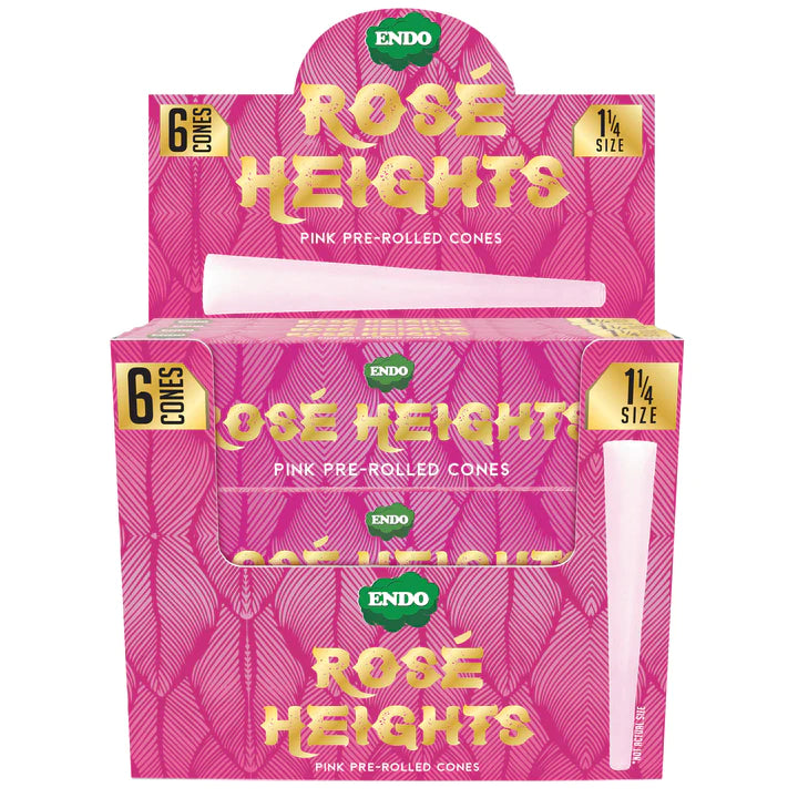 ROSE HEIGHT 6CT 1 1/4 PINK PRE ROLLED CONES 24CT DISPLAY