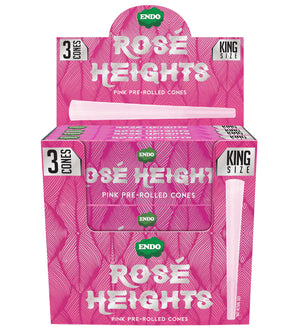 ROSE HEIGHT 3CT KING SIZE PINK PRE ROLLED CONES / 24CT DISPLAY / ( 48 / CS )