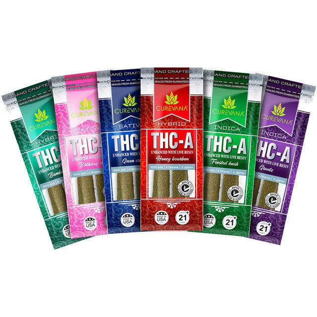 CUREVANA THC-A ENHACED WITH LIVE RESIN CRAFTED PRE ROLL JOINTS (2PK)