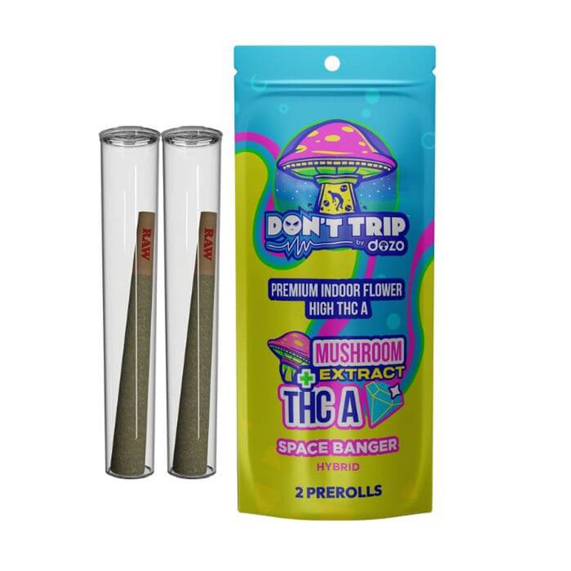 Don't Trip by Dozo Mushroom Extract + THCA Diamond Infused Prerolls - Pack of 2 - Display of 10 Packs