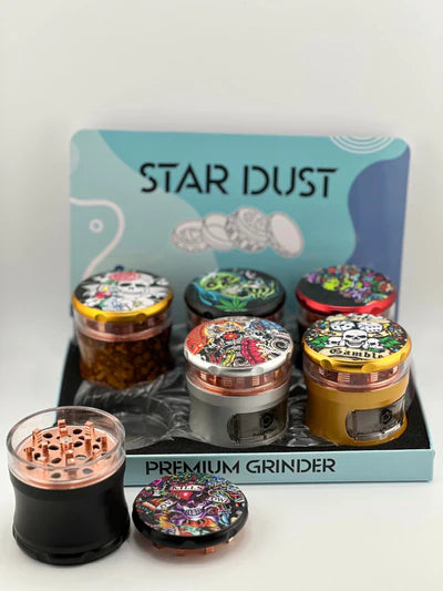 Star Dust Herb Grinder Skull with a drawer 4pc 6ct Display #SD-101