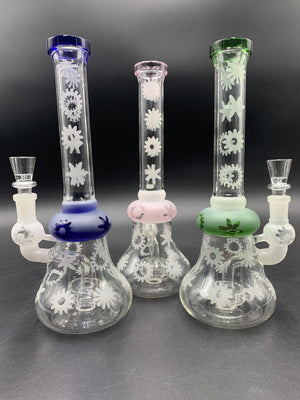 GLASS WATER PIPE WITH FLOWER