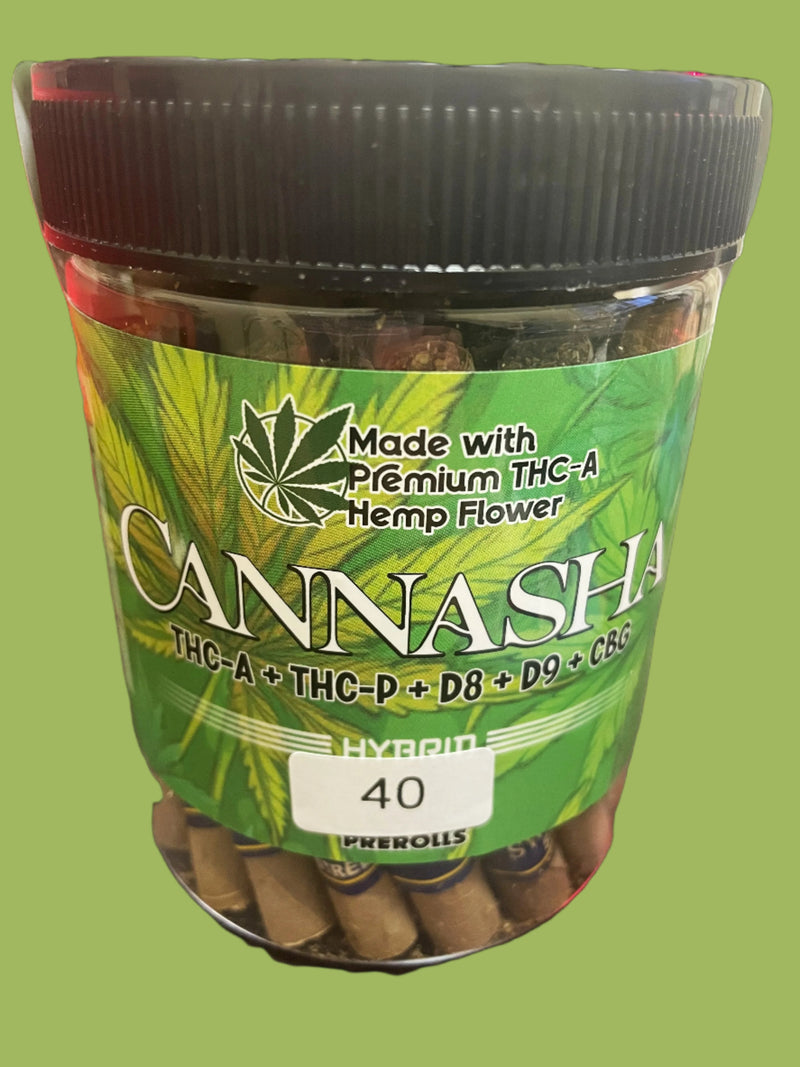 CANNASHA THC-A +THC-P + D8+D9+CBDG  JAR 40 PREROLLS