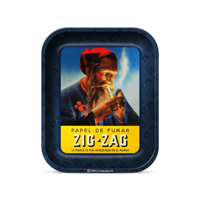 Zig-Zag  Large Vintage Blue Rolling Tray