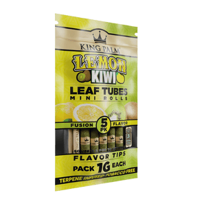 KING PALM LEAF TUBES MINI ROLLS 1G 5CT 15PK DISPLAY - LEMON KIWI