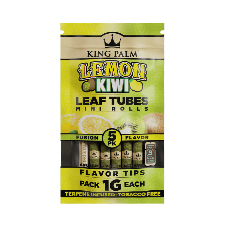 KING PALM LEAF TUBES MINI ROLLS 1G 5CT 15PK DISPLAY - LEMON KIWI