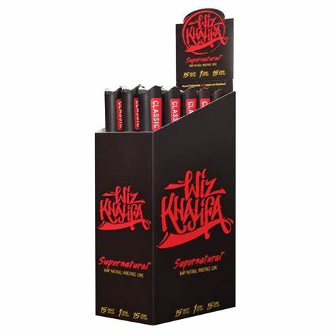 WIZ KHALIFA SUPER NATURAL RAW NATURAL UNREFINED CONE 15 PACKS 1 CONE PER PACK 15 CONE PER BOX .