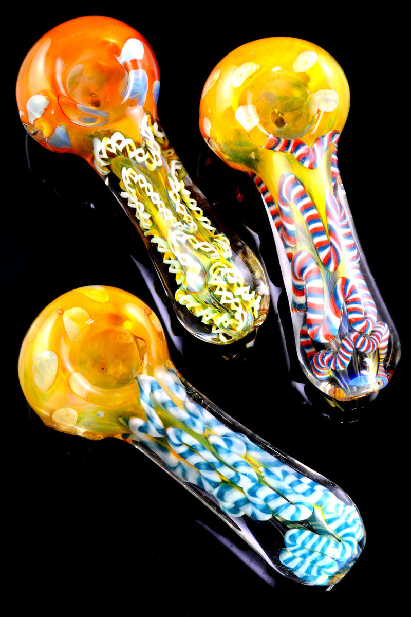 Bubble Glass Hand Pipe Spiral Striped Color