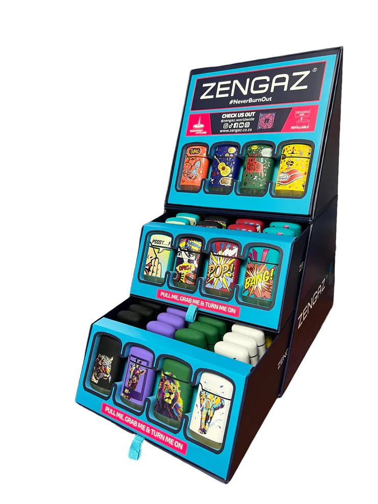 ZL-3 Zengaz Lighter Cube Display 12 Mixed Designs | 48 Lighters Total
