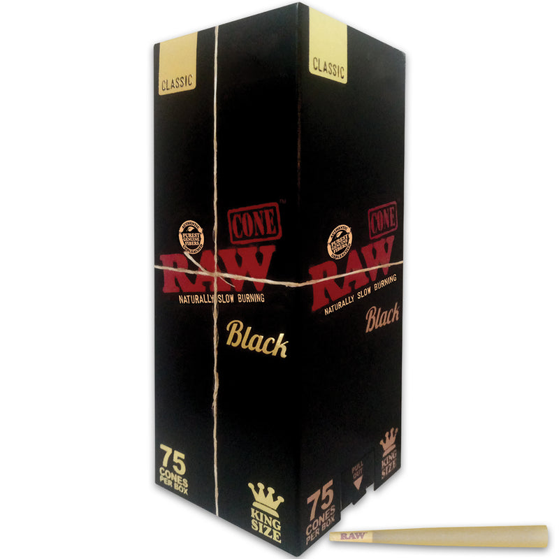 RAW Pre Rolled Cones | Black | Kingsize | 75ct Box – Mini Tower