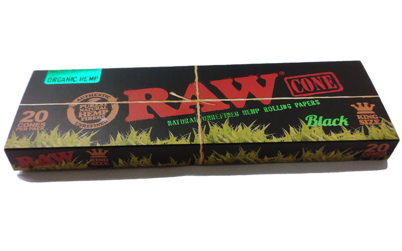 RAW Black Organic Hemp - Kingsize Pre-rolled Cones - 20 pack
