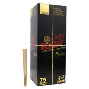 Raw Black Classic 1 1/4" Cones - 75ct Box