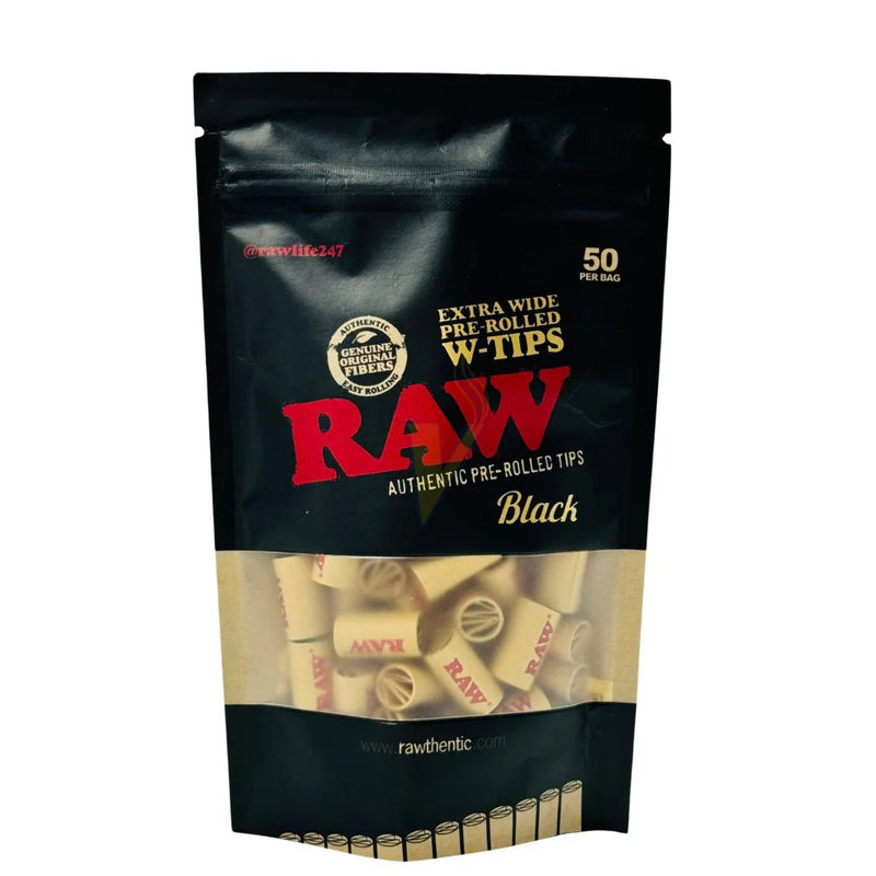Raw Black EXTRA WIDE Pre Rolled Tips Bag 50ct