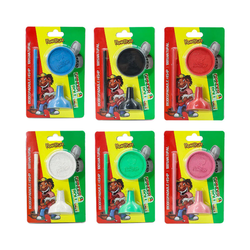 HONEYPUFF Portable Plastic Herb Grinder Kit 2 Lay Ø 42 Tobacco Grinder, 32 mm Funnel, 91 mm Joint Holder