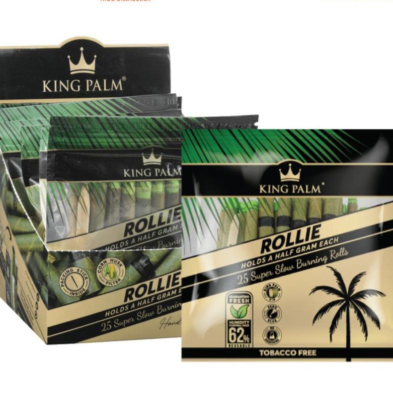 King Palm Rollie Hand Rolled Leaf Rolls With Boveda  - Display of 8 Pouches