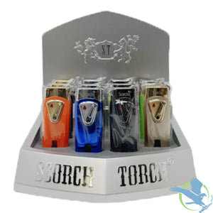 SCORCH TORCH FLINT LIT 2T TORCH ASSORTED COLORS DISPLAY OF 12 61586