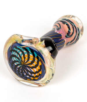 GLASS HAND PIPE ORANGE & BLUE DOTS