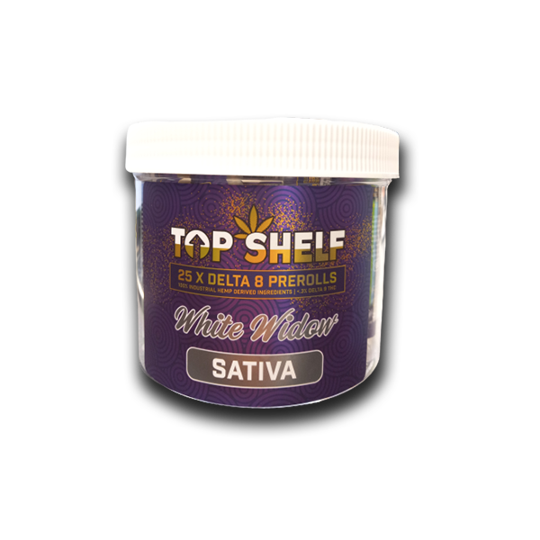 TOP SHELF 25 X  DELTA 8 PREROLLS WHITE WINDOW SATIVA